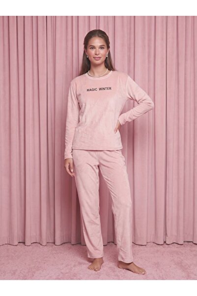 Rüyam pijama Long Sleeved Velvet Pajama Set