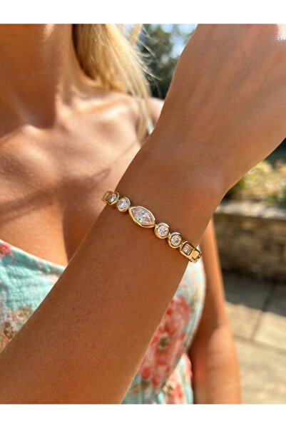 İNN JEWELLERY 316 L Çelik Kelepçe Bileklik Oval Figürlü Renk Atmaz