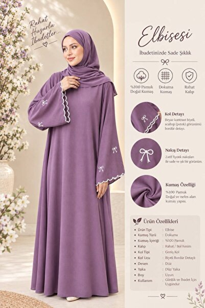 Duru Colletion Pamuklu Tesettür Giyim-Fiyonklu Abaya Takım-Rahat Ve Bol Kesim