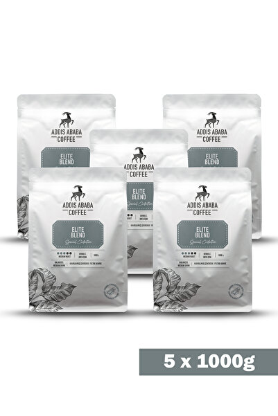 Addis Ababa Coffee إليت بليند قهوة مفلترة معتمدة (قهوة العالم) 5 × 1000 جرام.