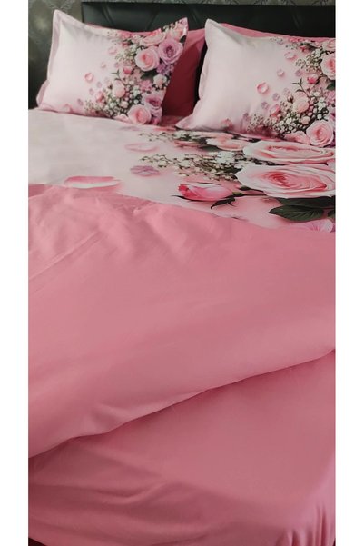 AYBERK HOME TEXTİLE Gülcan Cotton Double Duvet Cover Set with 6-Piece Fitted Sheets