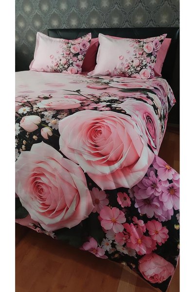 AYBERK HOME TEXTİLE Gülcan Cotton Double Duvet Cover Set with 6-Piece Fitted Sheets