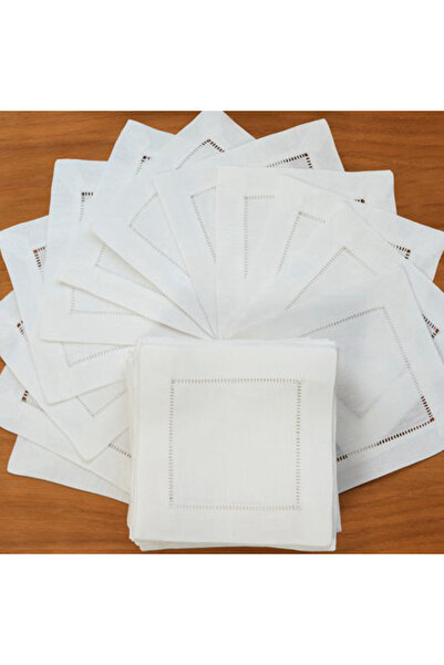 Choice Design 2 White 12 Pieces Cocktail Napkin White Hemstitch Napkin For Pa...
