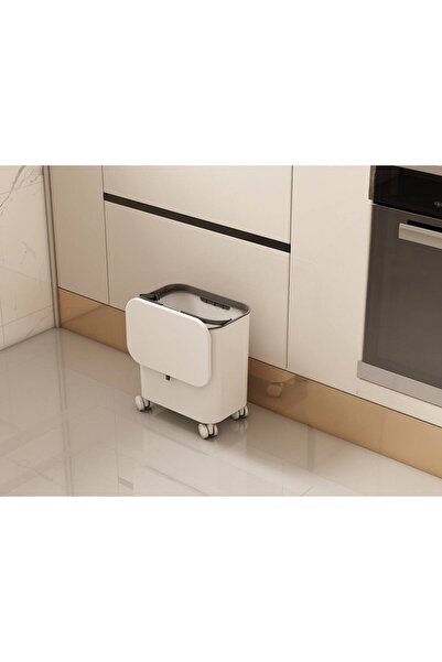 İndecor TEKERLEKLİ ÇÖP KOVASI 15LT BANYO SETİ BEYAZ