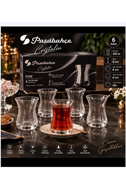 Paşabahçe crıstalın soğuk kesme çay bardagı 120 cc hacim 8 cm boyu 6 cm Taban...