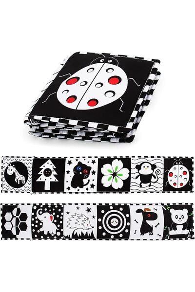 X SPRING Black and White Cloth Books, BPA-Free Soft Fabric Book with Crinkle ...