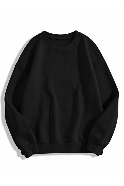 Gümüş Dizayn Unisex Basic Bisiklet Yaka Sweatshirt Hoodie