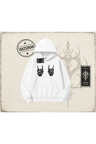 Tarzsokak Unisex majica sa kapuljačom u obliku kosture, velika, unisex, bela