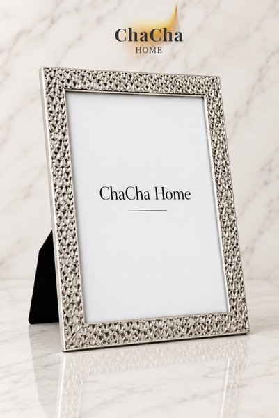 ChaCha Home Desenli Metal Fotoğraf Çerçevesi Gold Gümüş Camlı 15x20 cm 1 Adet