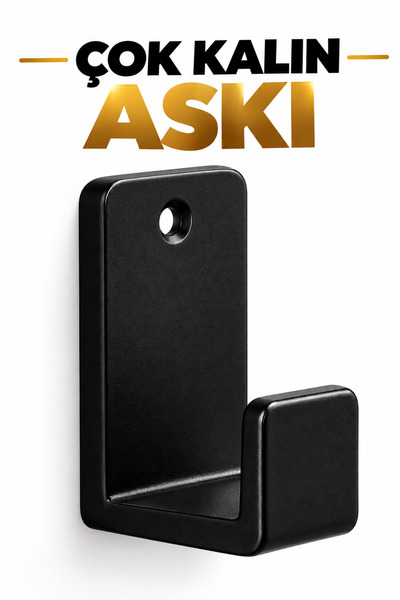Metal ÇOK KUVVETLİ KOLAY MONTAJ Yapışkanlı SİYAH RENK Banyo Bornoz/Havlu Askısı/MUTFAK Askısı / ÇOK AMAÇLI ASKI / PASLANMAZ 2mm "ÇOK KALIN ASKI"