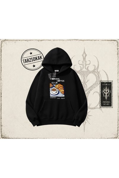 Tarzsokak Unisex Morning Coffee Club Oversize unisex dukserica sa kapuljačom,...