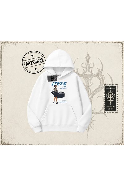 Tarzsokak Unisex Harajuku djevojačka prevelika unisex majica sa kapuljačom, bela