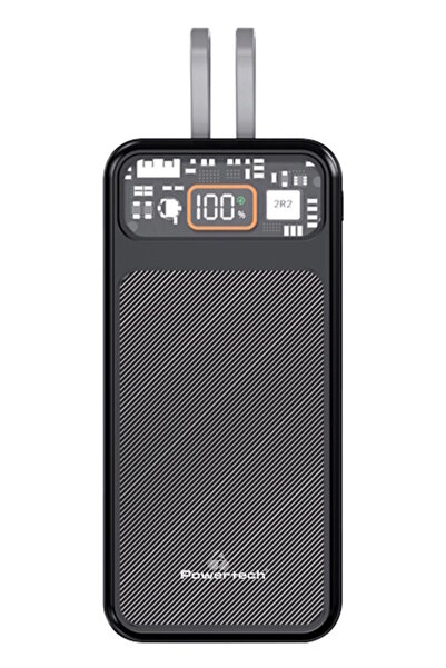POWERTECH POWER BANK με καλώδια και οθόνη PT-1135 10000mAh, 22.5W, μαύρο