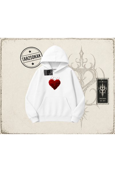 Tarzsokak Ženska unisex majica sa kapuljačom u obliku malog srca, velika veli...