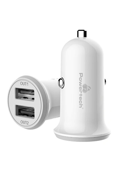 POWERTECH PT-714 Φορτιστής Αυτοκινήτου, 2x USB, 3.4A, Λευκό