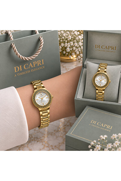 Generic Brand ساعة DI CAPRI النسائية الذهبية الفاخرة