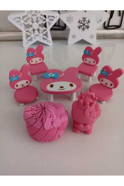 smilechild Hello Kitty 7 li Set Masa Sandalyeleri Açılır Kapanır Oyuncak ve F...