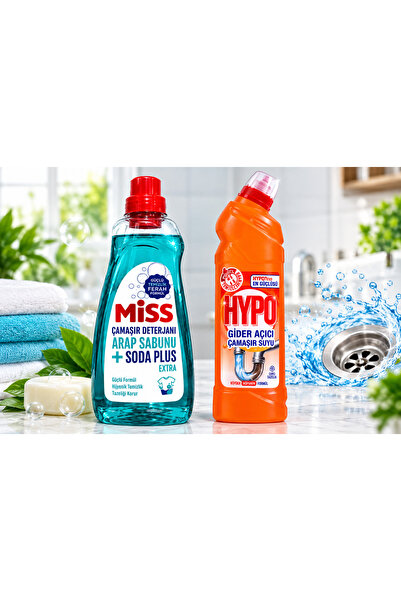 Miss Arap sabunu + soda plus çamaşır deterjanı ve Gider açıcı çamaşır suyu