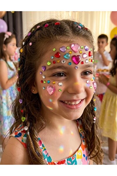 Toka Kutum Kids Store Kalp Detaylı Yüz Saç Tırnak Taşı Sticker Renkli