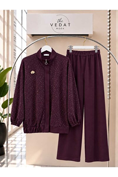MODA VEDAT Women's Top and Pants Set with Stone Embellishments -0750