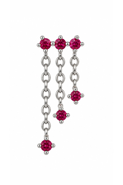 Lisse.co Fuşya Pembe Taş Sallantılı Zincir Çelik Tragus Piercing