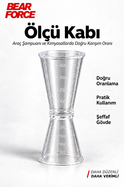 ROBEVE Bear Force 20 ml + 40 ml Çift Taraflı Ölçü Kabı – Dereceli Şeffaf Kimy...