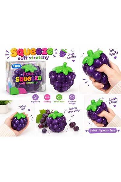 SquishyFun Fruit Squeezing Squishy Toy, Grape Design, Stress Relief crunchy type