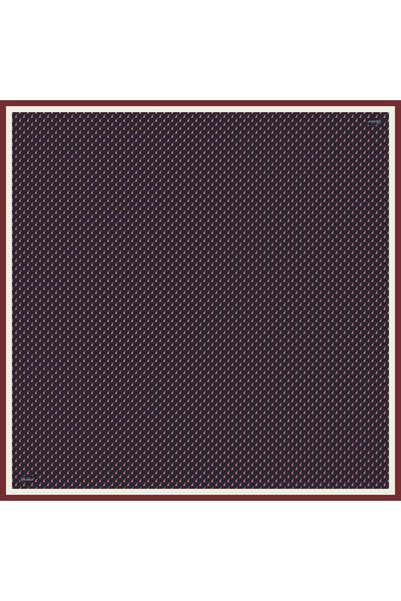 Sura İpek Eşarp Minimal Monogram Bordo Lacivert