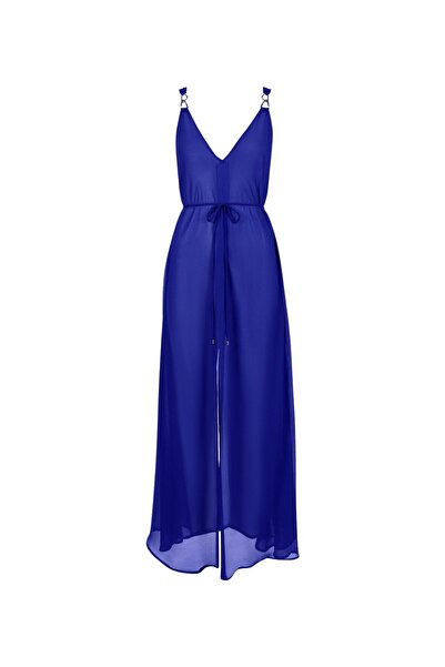 Aubade Beach Walk Long Dress with Crossed Back Detail and Gold Accessories