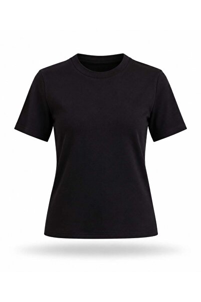 5in1Canpolat Black Bandana Detailed Crew Neck T-Shirt 050803