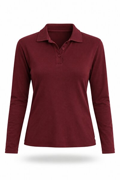 5in1Canpolat Burgundy Polo Collar Long Sleeve T-Shirt 4944