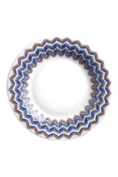 Missoni Home Jarris Zig-Zag Plate Stylish Bone Porcelain, 3D Pattern, 15.5 cm