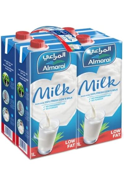 Almarai Low Fat UHT Milk 1 Litre With Added Vitamins, 1 Litre, 4 pieces - Pac...