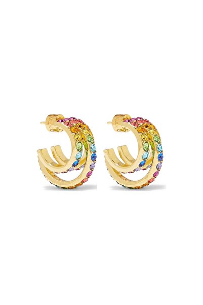 Kurt Geiger Colorful Crystal Triple Hoop Earrings