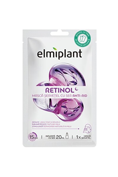 ELMIPLANT Mască tip șervețel cu retinol, anti-rid, cu ser, 1 bucată