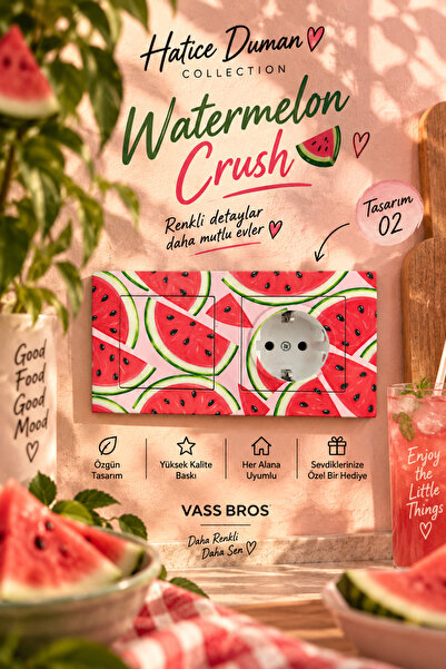 Vass Bros Dekoratif Elektrik Anahtarı ve Priz Seti Watermelon Crush – Hatice Duman Koleksiyonu