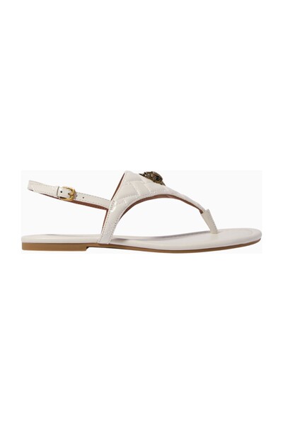 Kurt Geiger Kensington Flat Strap Shoes, Bone Leather Sandals, Elegant Quilte...
