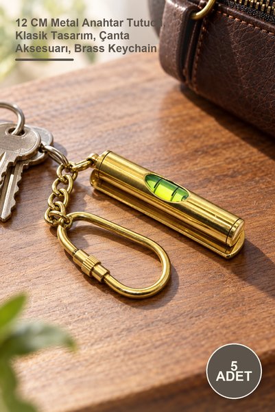 Yenilig 5 Pieces Brass Keychain – 12 cm Metal Key Holder, Classic Design, Bag...