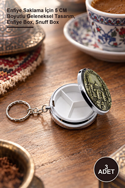 Yenilig 3 Adet Kabartmalı Yöresel Enfiye Kutusu – Enfiye Saklama İçin 5 CM Boyutlu Geleneksel Tasarım, Enfiye Box, Snuff Box