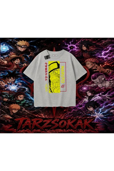 Tarzsokak Naruto Uzumaki Premium Anime Oversize Unisex T-Shirt White