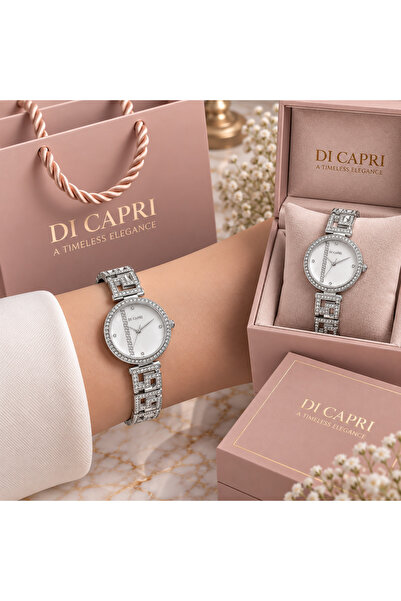 Generic Brand ساعة DI CAPRI النسائية الفضية المرصعة LOOSTER TIME