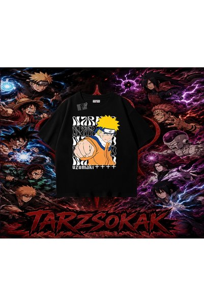 Tarzsokak Naruto Uzumaki Premium Anime Oversize Unisex T-Shirt White