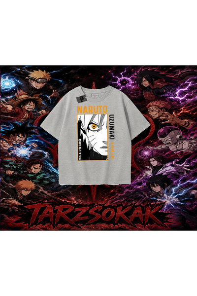 Tarzsokak Naruto Uzumaki Premium Anime Oversize Unisex T-Shirt White