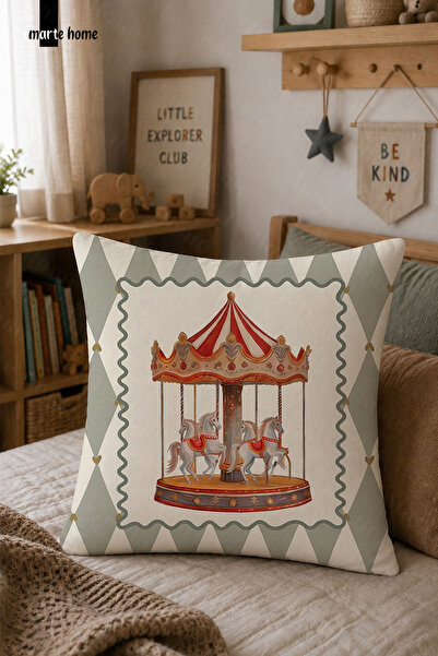 Marte Home Colorful Digitally Printed Children's Kirlent Cover 43X43 cm