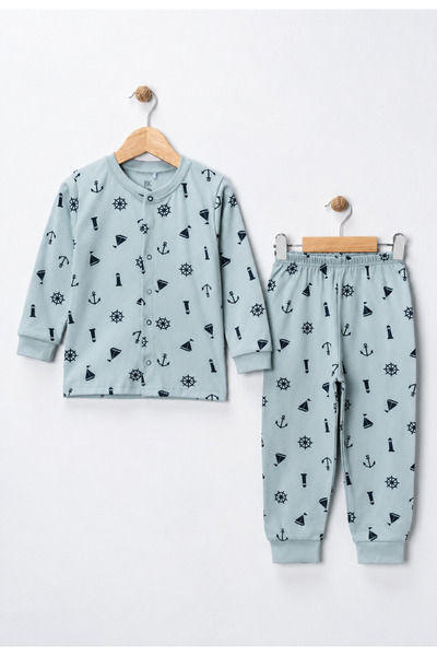 beberium Erkek Çocuk Yelken Desenli Pijama Takımı
