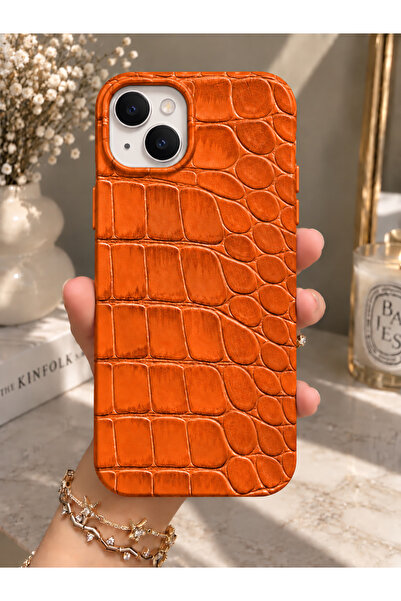 OVADA İphone 13/14/15 Uyumlu Deri Görünümlü Silikon Telefon Kılıfı