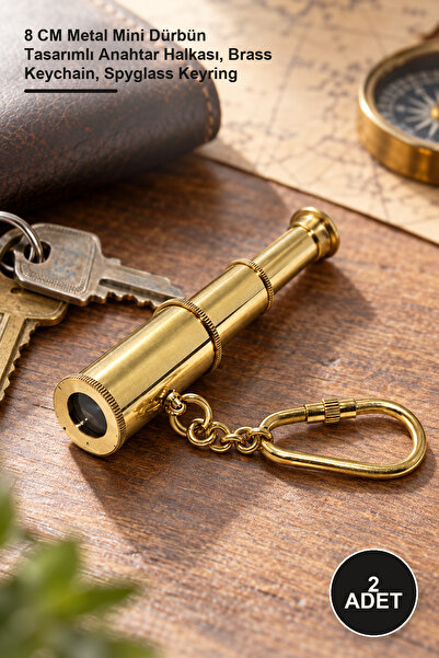 Yenilig 2 Pieces Brass Binocular Keychain – 8 cm Metal Mini Binocular Design ...