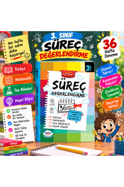 öğretmen evde 3. Sınıf Süreç Değerlendirme – 36 Haftalık Tüm Dersler Deneme v...