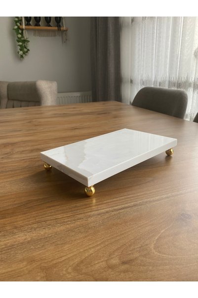Nexa Doğaltaş Footed Marble Presentation Tray and Oil Dish Base – 25X15 cm Rectangular Marble Tray