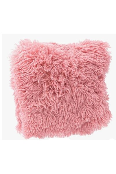 Jumbo Pernă decorativă de iarnă din blană artificială pufoasă, roz, 25 x 25 cm